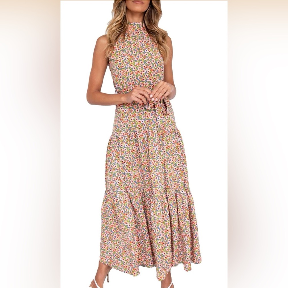 Floral Sleeveless Halter Maxi Dress XXL New With Tags